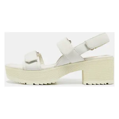 Prada White Leather Slingback Platform Sandals Size 38.5