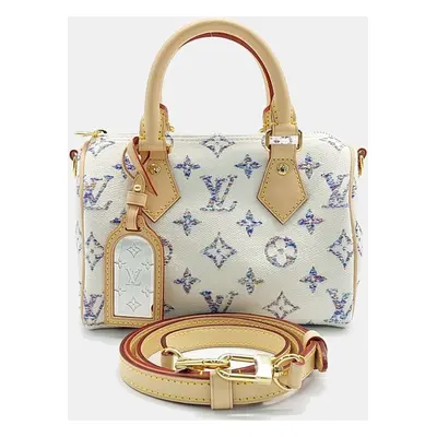 Louis Vuitton Multicolor White Canvas and Leather Bandouliere Speedy Bag