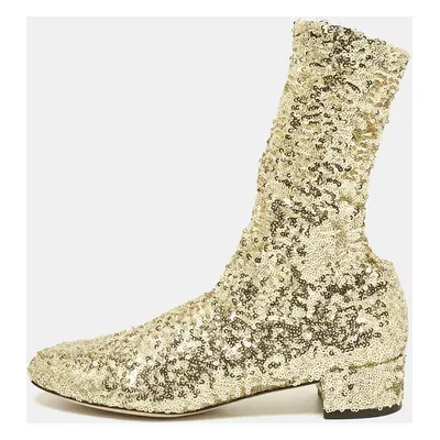 Dolce & Gabbana Gold Sequins and Mesh Boots Size