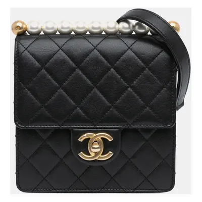 Chanel Black Small Lambskin Chic Pearls Flap