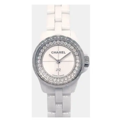 Chanel White Ceramic J12 H5237 Quartz Women's Wristwatch mm