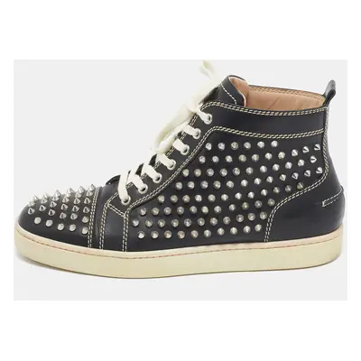 Christian Louboutin Black Leather Louis Spikes Sneakers Size