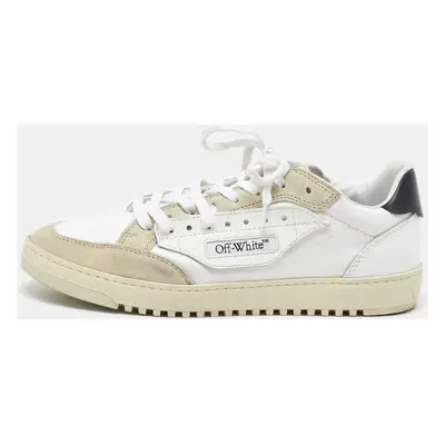 Off-White White/Beige Canvas and Suede 5.0 Low Top Sneakers Size