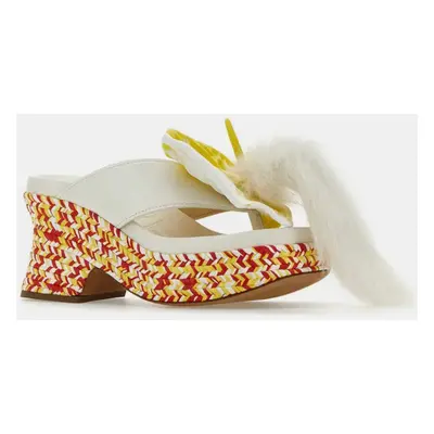 Loewe White Leather Petal Thong Mules Women’s IT