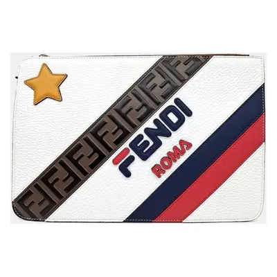 Fendi White Leather Clutch