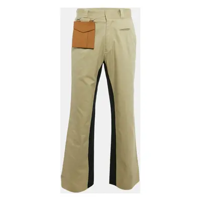 Palm Angels Beige Gabardine Cotton Contrast Trimmed Trousers