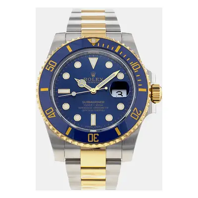 Rolex Blue 18K Yellow Gold and Stainless Steel Submariner 116613LB Men's Wristwatch mm