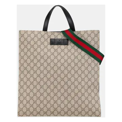 Gucci Beige/Brown GG Supreme Web Vertical Satchel