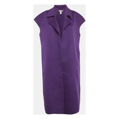 Oscar de la Renta Purple Wool Open Front Sleeveless Overcoat