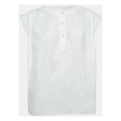 Gucci Vintage White Jacquard Cotton Blouse