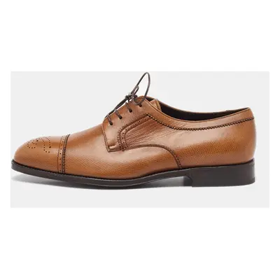 Salvatore Ferragamo Tan Leather Lace Up Brogue Derby Size 41.5