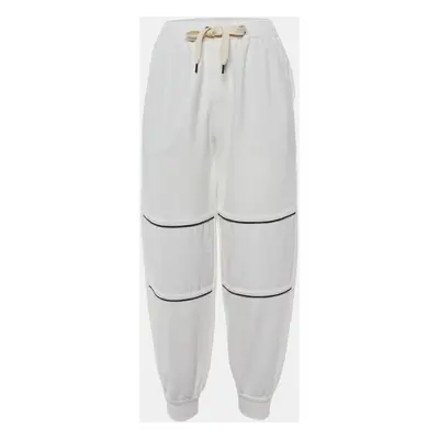 Brunello Cucinelli White Cotton Monili Detail Jogger Pants