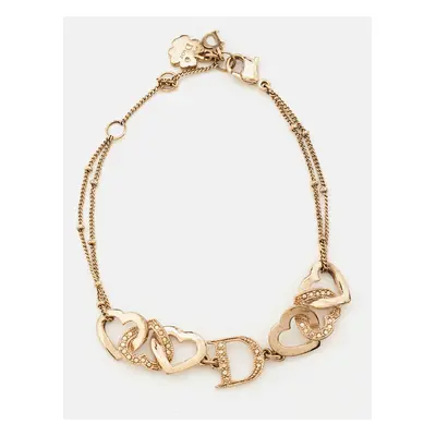 Dior Interlocking Heart Crystal Gold Tone Bracelet