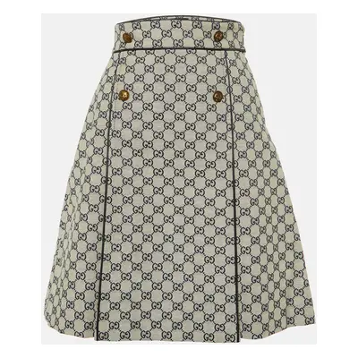 Gucci Ecru GG Jacquard Canvas A-Line Skirt