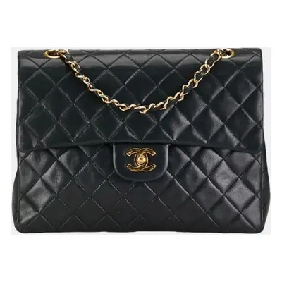 Chanel Black Lambskin Leather Classic Double Flap Shoulder Bags