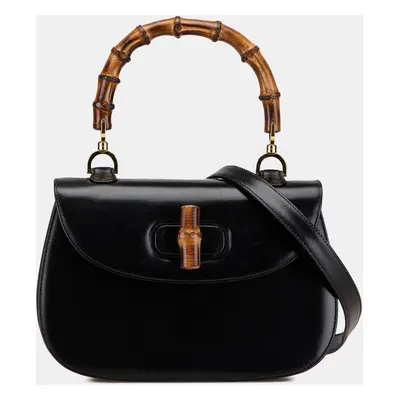 Gucci Black Calfskin Bamboo Night Bag