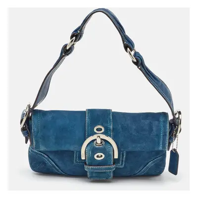 Coach Blue Suede Soho Flap Shoulder Bag