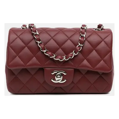 Chanel Red Mini Rectangular Classic Lambskin Single Flap