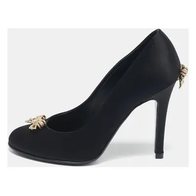 Chanel Black Satin Bow Embellished Pumps Size