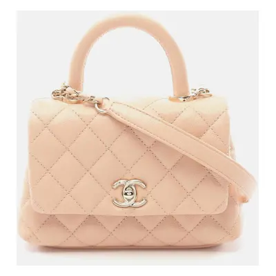 Chanel Pink Caviar Leather Coco Handle Handbag