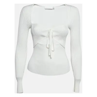 Jonathan Simkhai White Rib Knit Cut-Out Alexia Top