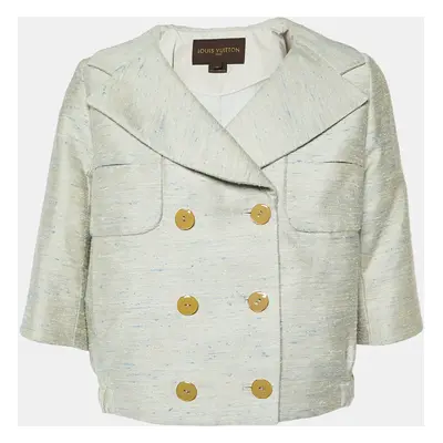 Louis Vuitton Pale Blue Textured Silk Short Jacket