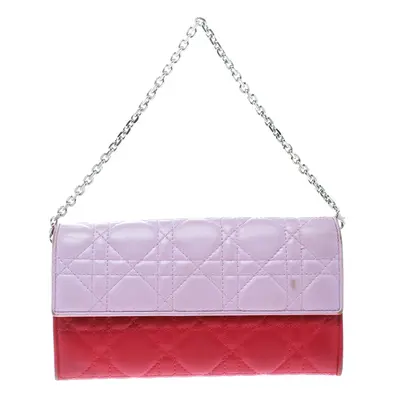 Dior Two Tone Pink Cannage Leather Lady Dior Rendez-Vous Wallet