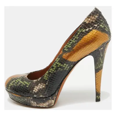 Gucci Multicolor Python Betty Platform Pumps Size