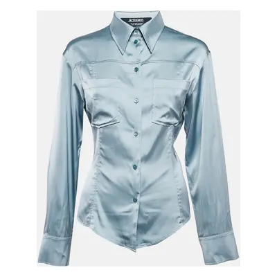 Jacquemus Grey Satin Open-Back La Chemise Mentalo Shirt