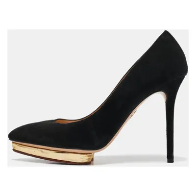 Charlotte Olympia Black Suede Debbie Platform Pumps Size