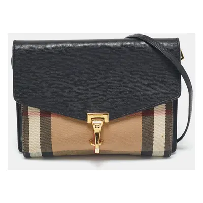 Burberry Black Leather and Fabric Macken Crossbody Bag