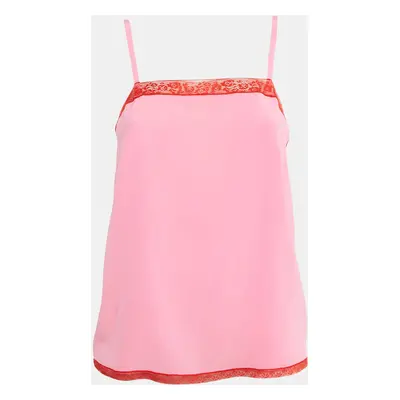 Zadig & Voltaire Pink Lace Trim Silk Camisole Top