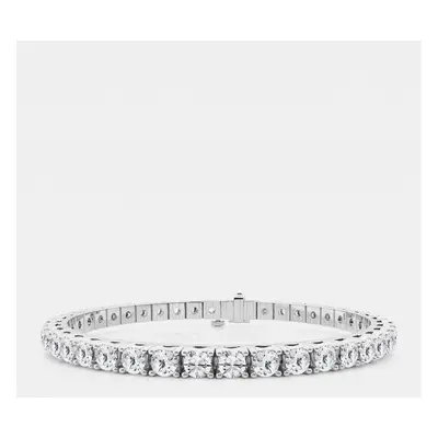 14K White Gold Round Lab Grown Diamond Four Prong Box Tennis Bracelet (8 ctw)