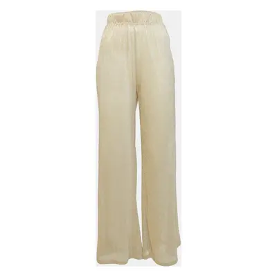 Majorelle Metallic Lurex Knit Sheer Wide-Leg Pants