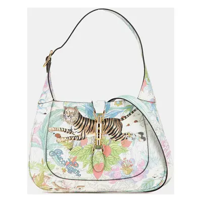 Gucci White Small Leather Tiger Jackie Crossbody