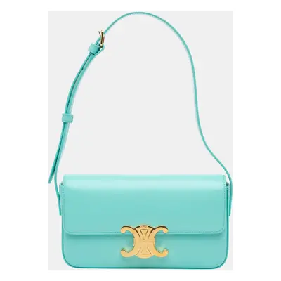 Celine Turquoise Leather Triomphe Claude Shoulder Bag