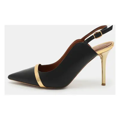 Malone Souliers Black/Gold Leather Marion Slingback Pumps Size 36.5