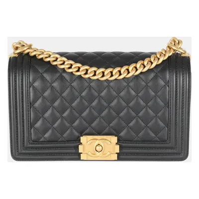 Chanel Black Quilted Calfskin Medium Boy Bag