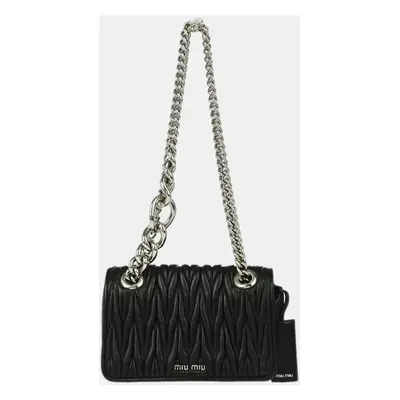 Miu Miu Black Lambskin Matelasse Pattina Shoulder Bag