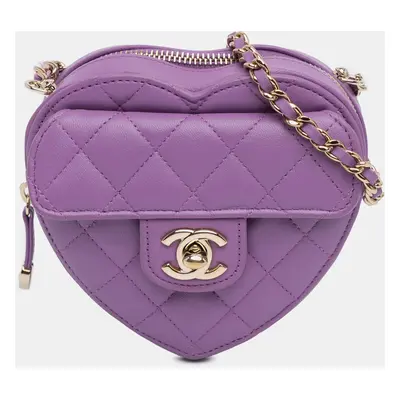 Chanel Purple Mini Lambskin CC in Love Heart Crossbody Bag