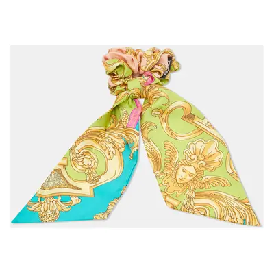 Versace Green Barocco Goddess Silk Ribbon Scrunchie