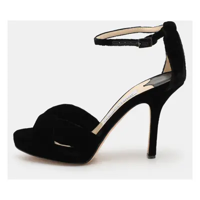 Jimmy Choo Black Velvet Marion Ankle Strap Sandals Size