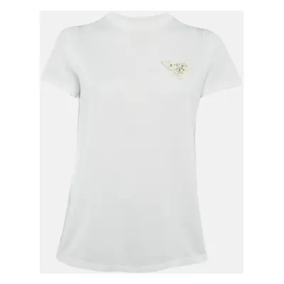 Prada White Cotton Floral Applique T-Shirt