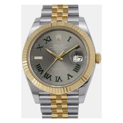 Rolex Grey 18k Yellow Gold Stainless Steel Datejust Automatic Men's Wristwatch mm