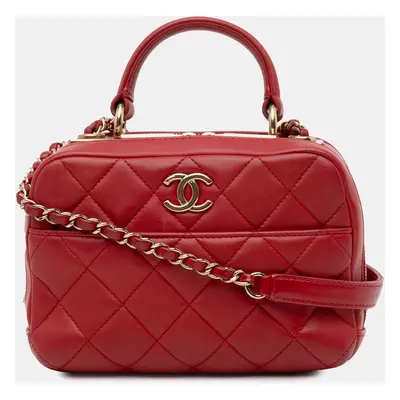 Chanel Red Small Lambskin Trendy CC Bowling