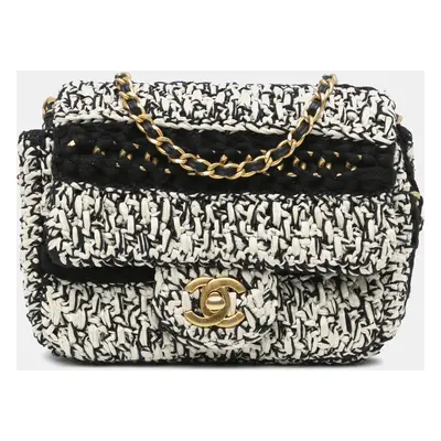 Chanel White Raffia Braided with Love Flap