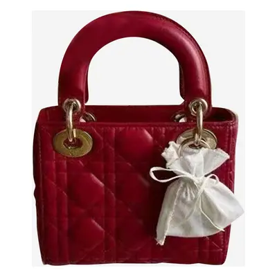 Dior Wine Red Leather Mini Lady Dior Tote Bag