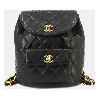 Chanel Black Leather Quilted Duma Backpack