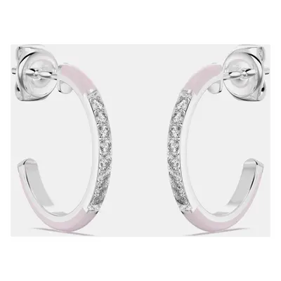 Light Pink Ceramic Sterling Silver Lab Grown Diamonds C Hoop Earrings