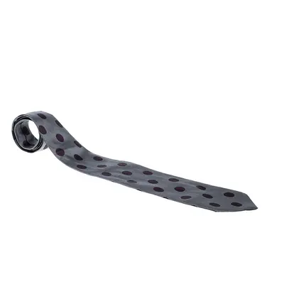 Giorgio Armani Grey and Burgundy Polka Dotted Silk Traditional Tie